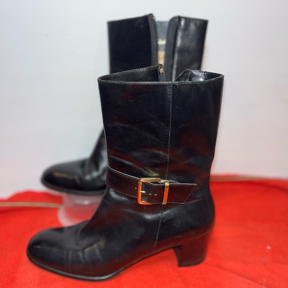 Salvatore Ferragamo Womens Leather Strappy Buckle Ankle Boots Brown Size 5.5 - Picture 2 of 9